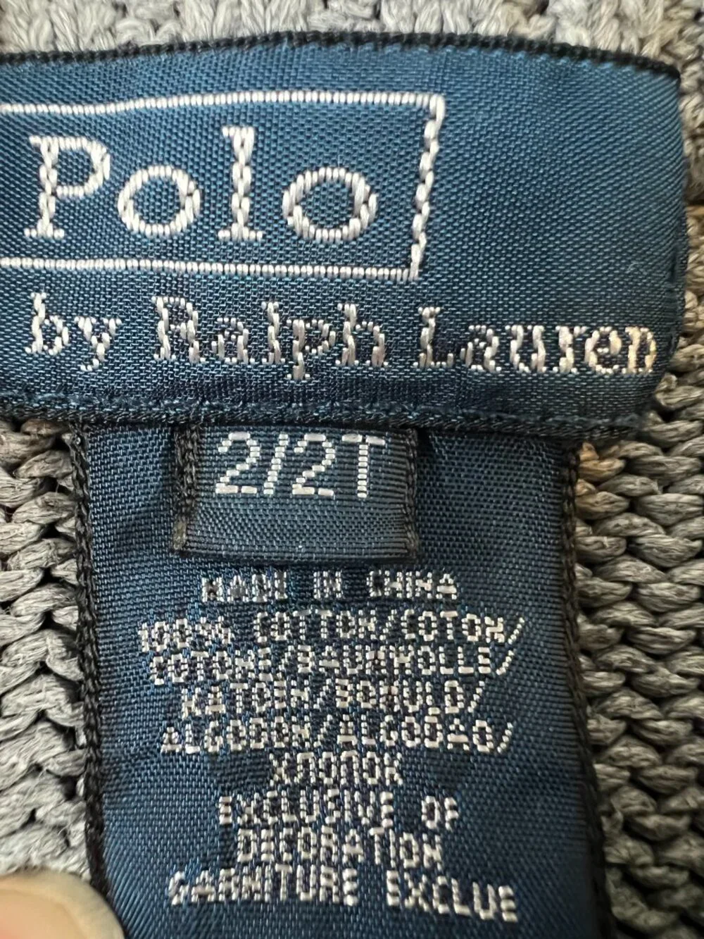 Polo Ralph Lauren Boy's 2T 1/4 Zip Gray Knit Sweater 100% Cotton Classic Pony